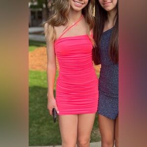 Superdown Pink Ruched Mini Dress